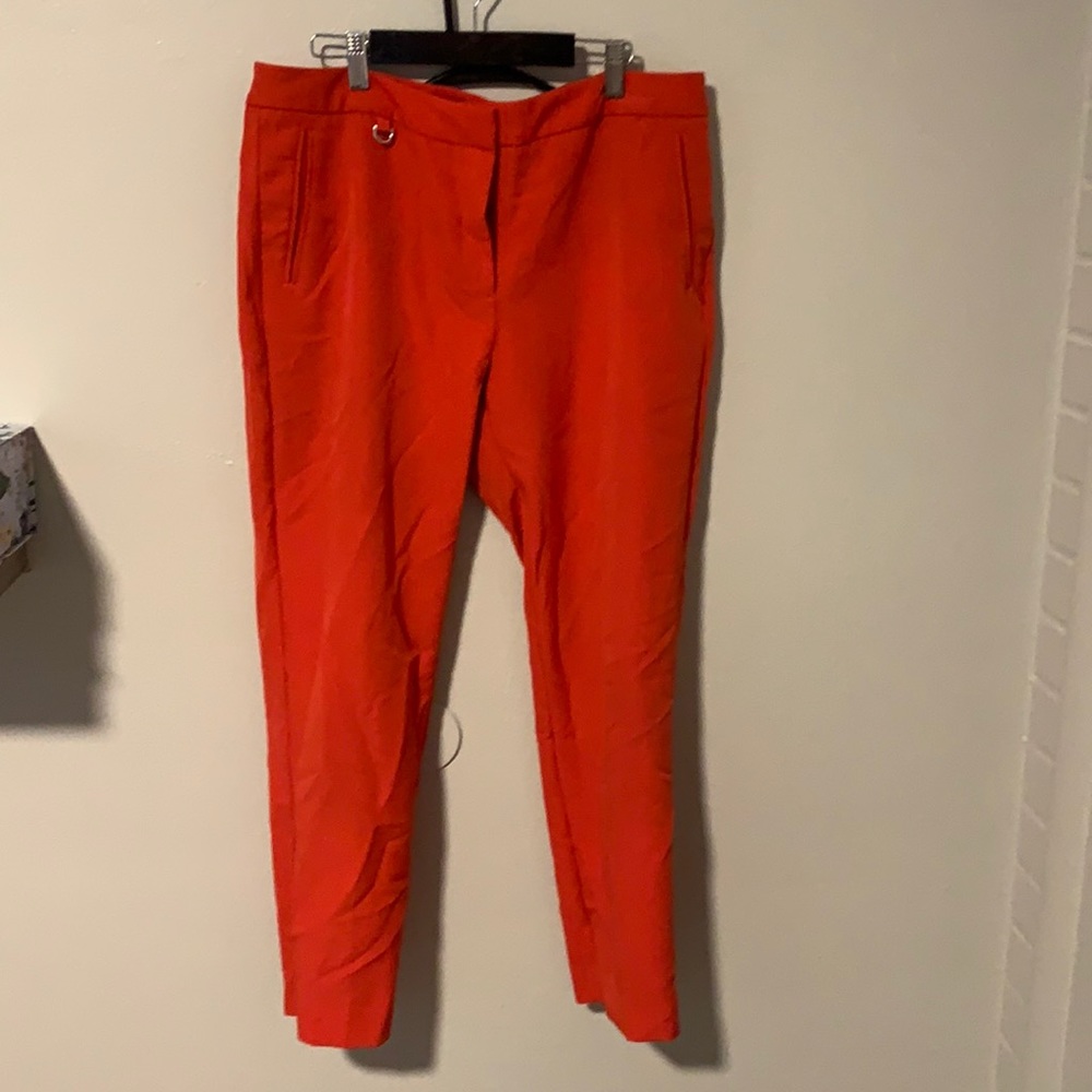 Hot pink business casual pants.
